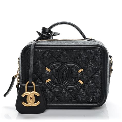 CHANEL Caviar CC Vanity Cosmetic Case Black 